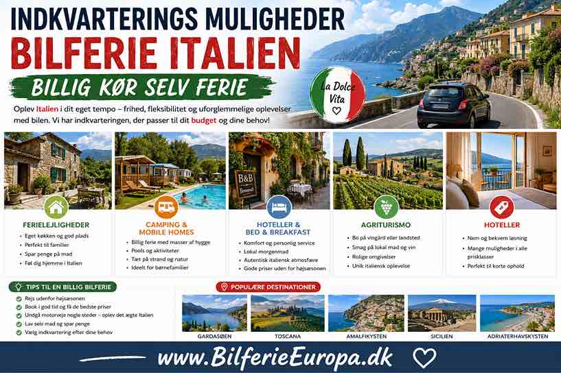 Indkvatering Bilferie Italien